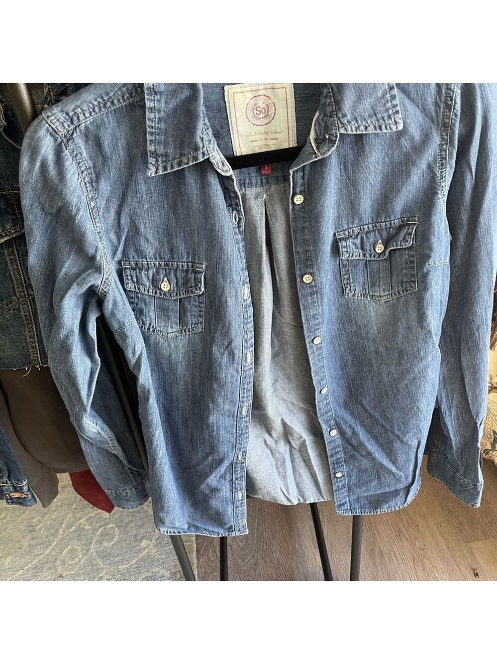 SO Blue Denim Shirt with Label Detail